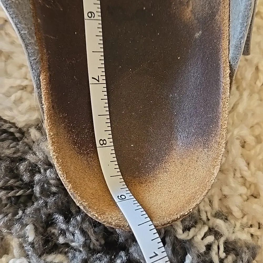 Gizeh Birko Flor Ice Pearl Onyx Silver Tone Leather Sandals Womens Girls 6.5 App